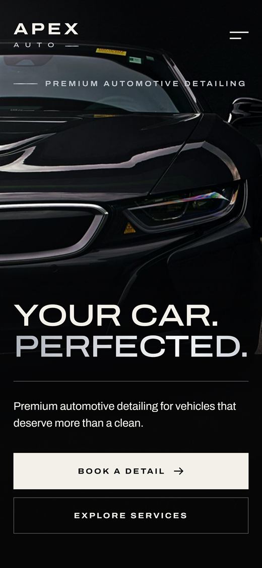 APEX AUTO website preview — Automotive detailing