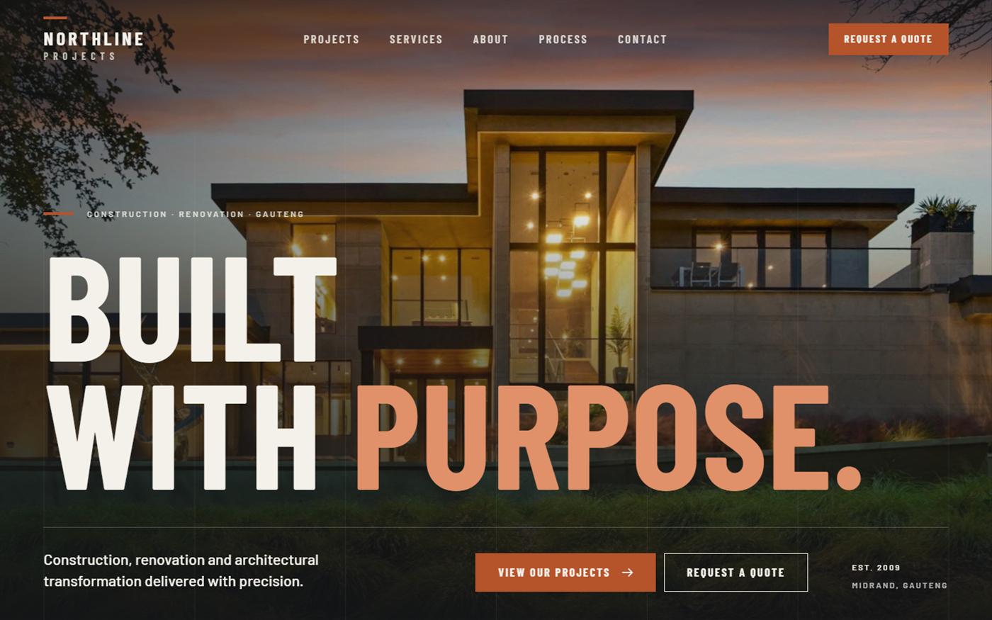 NORTHLINE PROJECTS website preview — Construction & renovation