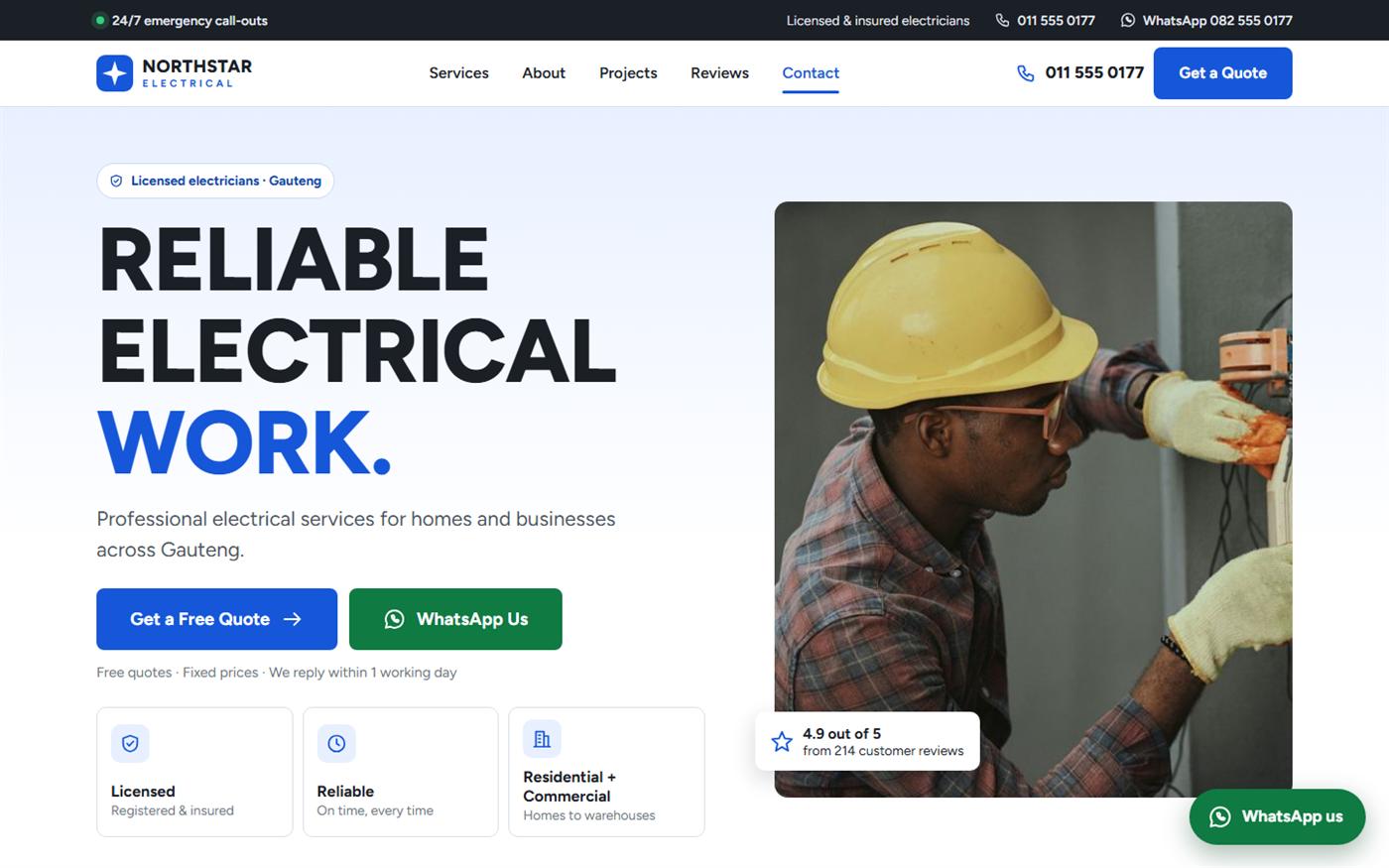 NORTHSTAR ELECTRICAL website preview — Electrical contractor